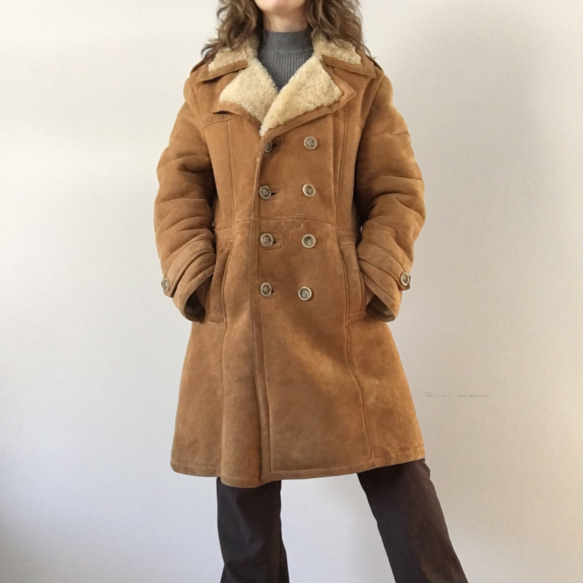 Suede sherpa coat Etsy