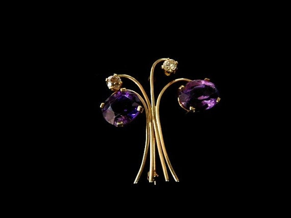 DIAMOND AMETHYST BROOCH 7088dg438A - image 3