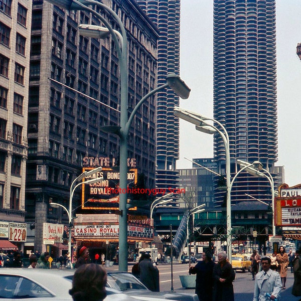 Chicago Illinois State Street May 1967 Chicago Theater  State Lake James Bond 007 Photograph   Marina Towers