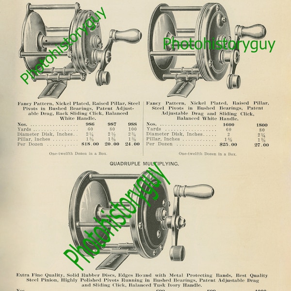 Fishing Reels Fishing Digital Download Circa 1910 Hardware Catalog Page