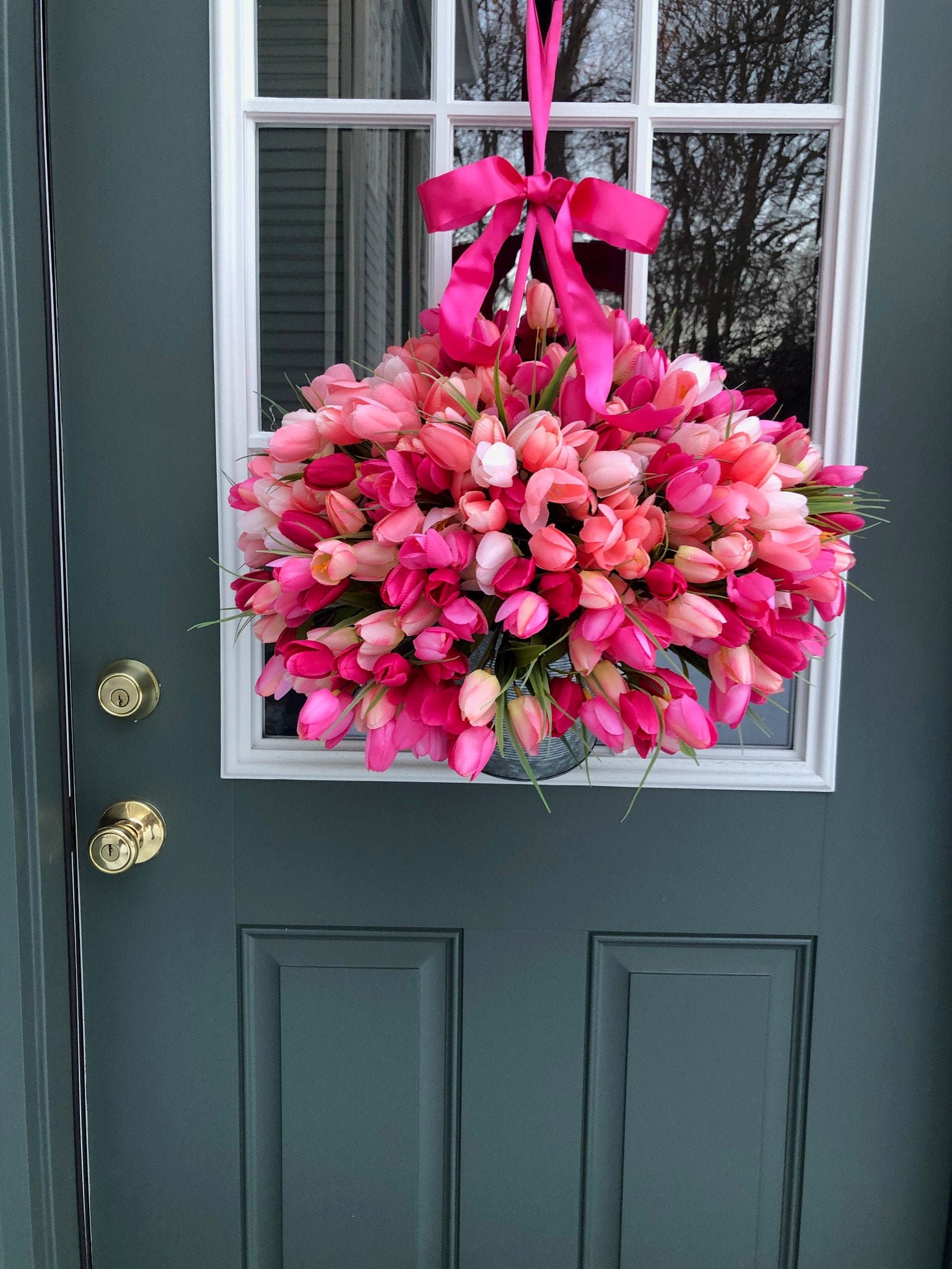 Tulip wreath for front door spring flower wreath all season wreath