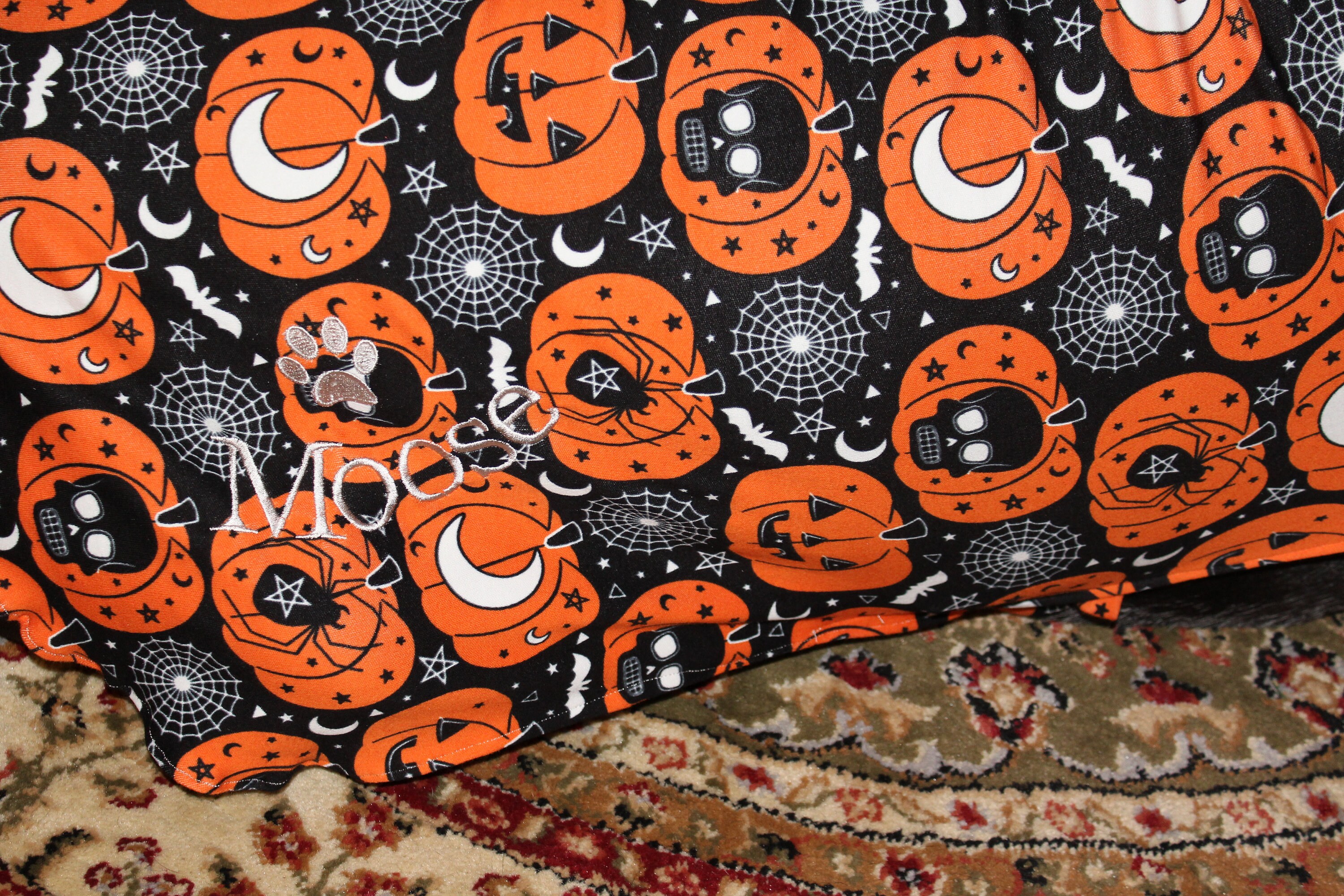 Glow in the dark Embroidered Halloween lightweight dog coat