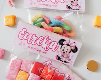 Personalized Pink Bow Candy Bags: Pre-Filled Birthday Party Favors