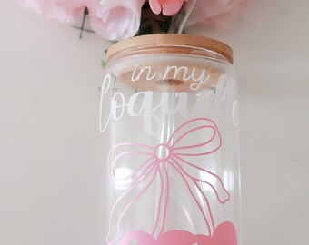 Coquette Pink Bow Iced Coffee Cup - 16oz Libbey Glass
