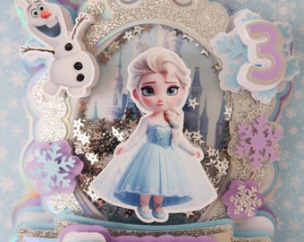 Personalized Frozen Cake Topper | Elsa Birthday Party Decoration or 12 cupcake toppers