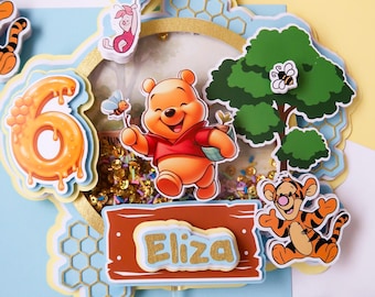 Winnie the Pooh Cake Topper | Light Up Shaker, Personalized Birthday Decor
