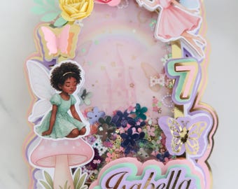Fairy Cake Topper: Pastel Shaker, Glitter Birthday Party Decoration