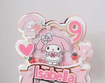 My Melody Cake Topper: Pink Strawberry Kawaii Birthday Decor