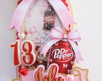 Custom Dr Pepper Shaker Cake Topper: Personalized Name, Age, Birthday Decor