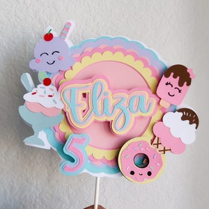 Ice Cream Theme Cake Topper: Personalized Birthday Party Decoration