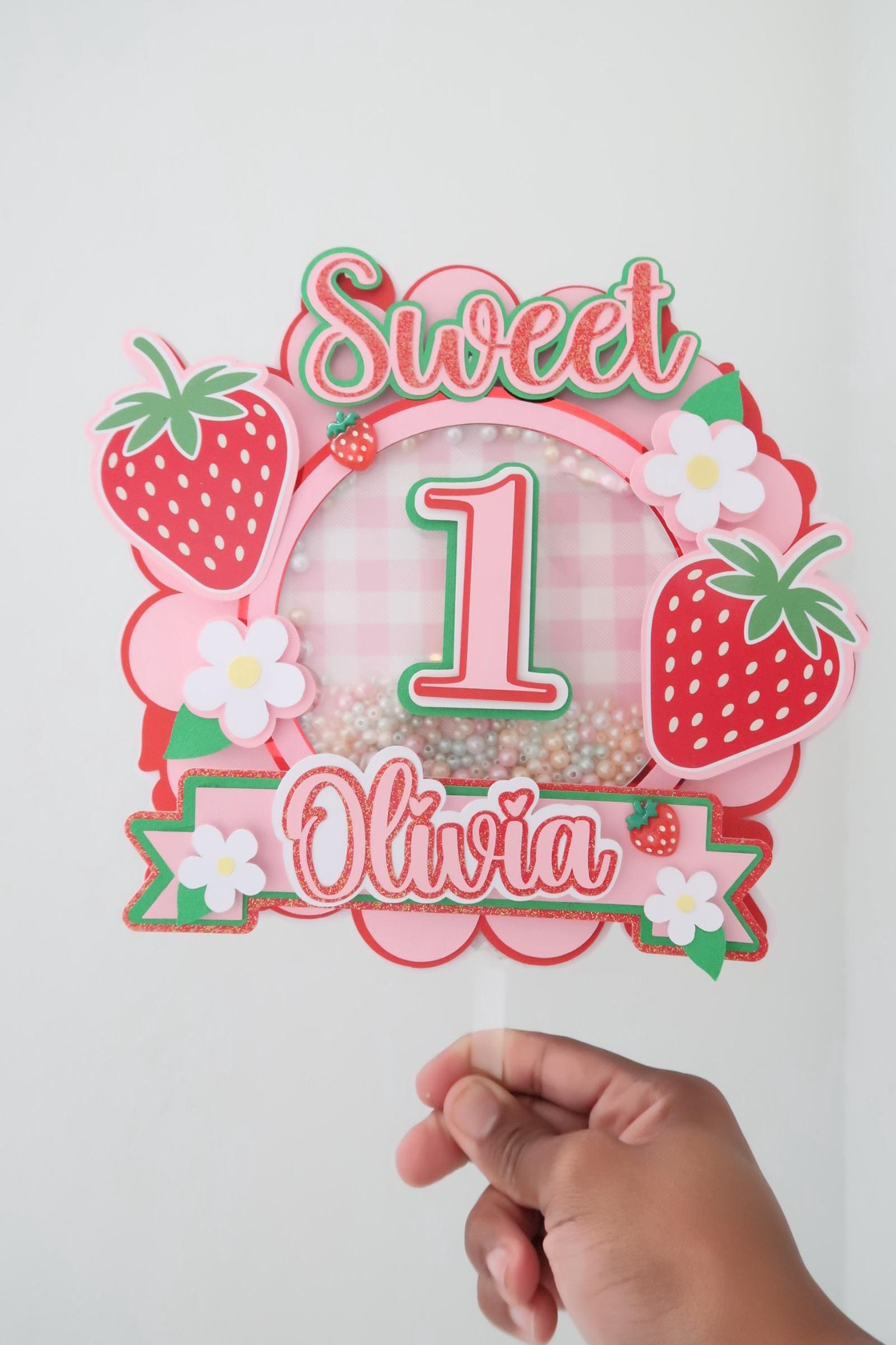 Strawberry First Birthday Cake Topper: Handmade Berry Sweet Decoration ...