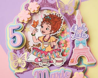 Paris Tea Party Cake Topper – Custom Pastel Princess Birthday, Shaker Confetti