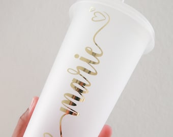 Gold Personalized Cold Cup: Minimalist Iced Coffee Cup (24oz)