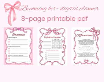 Coquette Lifestyle Planner: Soft Girl Self-Care Journal (Digital PDF Download)