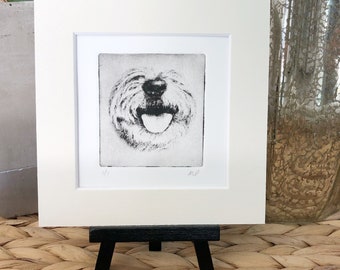 Yorkie Etching: Personalized Dog Portrait, Handmade Art