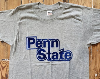 Vtg 80s Penn State T Shirt | Vintage Collegiate Pacific Nitanny Lions Flock Print | Adult Medium | Tuff