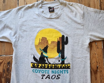 Vtg 90s Coyote Nights Taos Shirt | Vintage Retro 90s Cactus Texas Moon Desert | USA