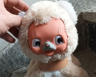 Rubber face little teddy bear DDR, 1960- 80', good condition, pre owned, Sonneberg face