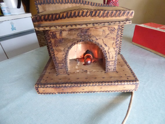 Nice Handmade Hand Pyrographic Wooden Decorative Fireplace Etsy