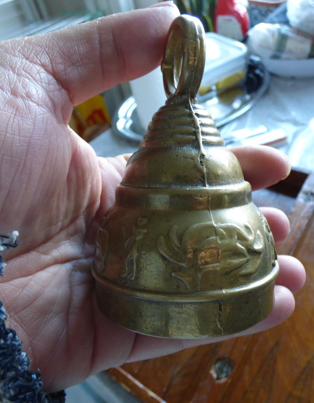 Vintage Solid Bronze Bell Bronze Dinner Bell Hand Bronze Bell working
