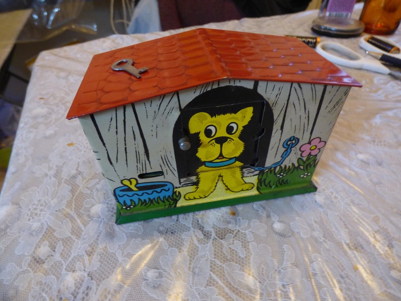 Vintage Tin Money Box Mechanical Safe Tin Coin Box With Key Etsy