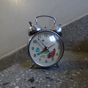 Vintage alarm clock, China, Animated clock, mechanical clock, Hen, Chicken, wind up clock, vintage gift, home decor