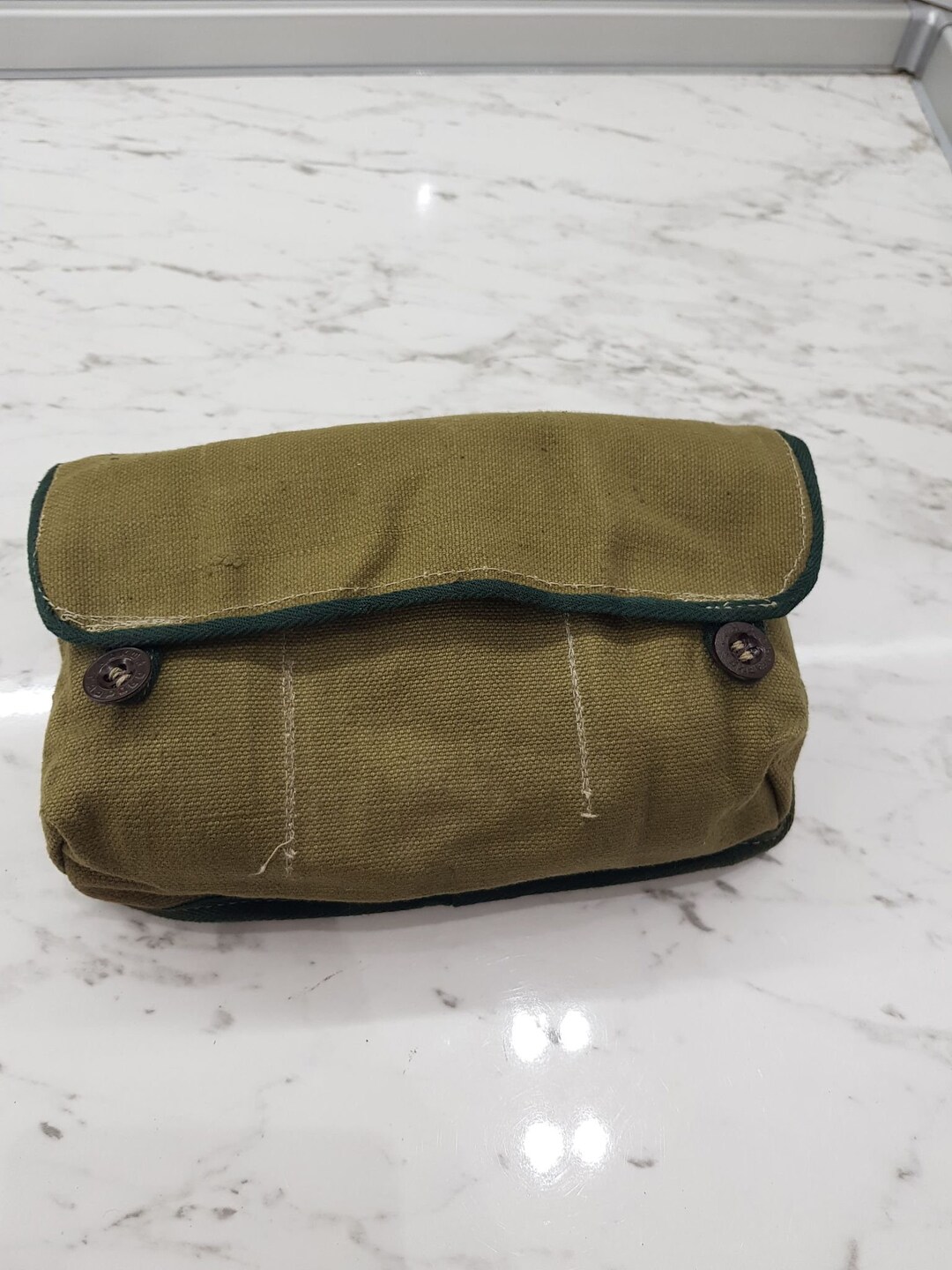 Ww2 Vintage Belt Bag, Distressed Khaki Cotton Canvas Belt Bag, Military