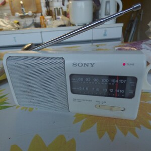 Vintage white Sony ICF-380 FM/AM Portable Radio