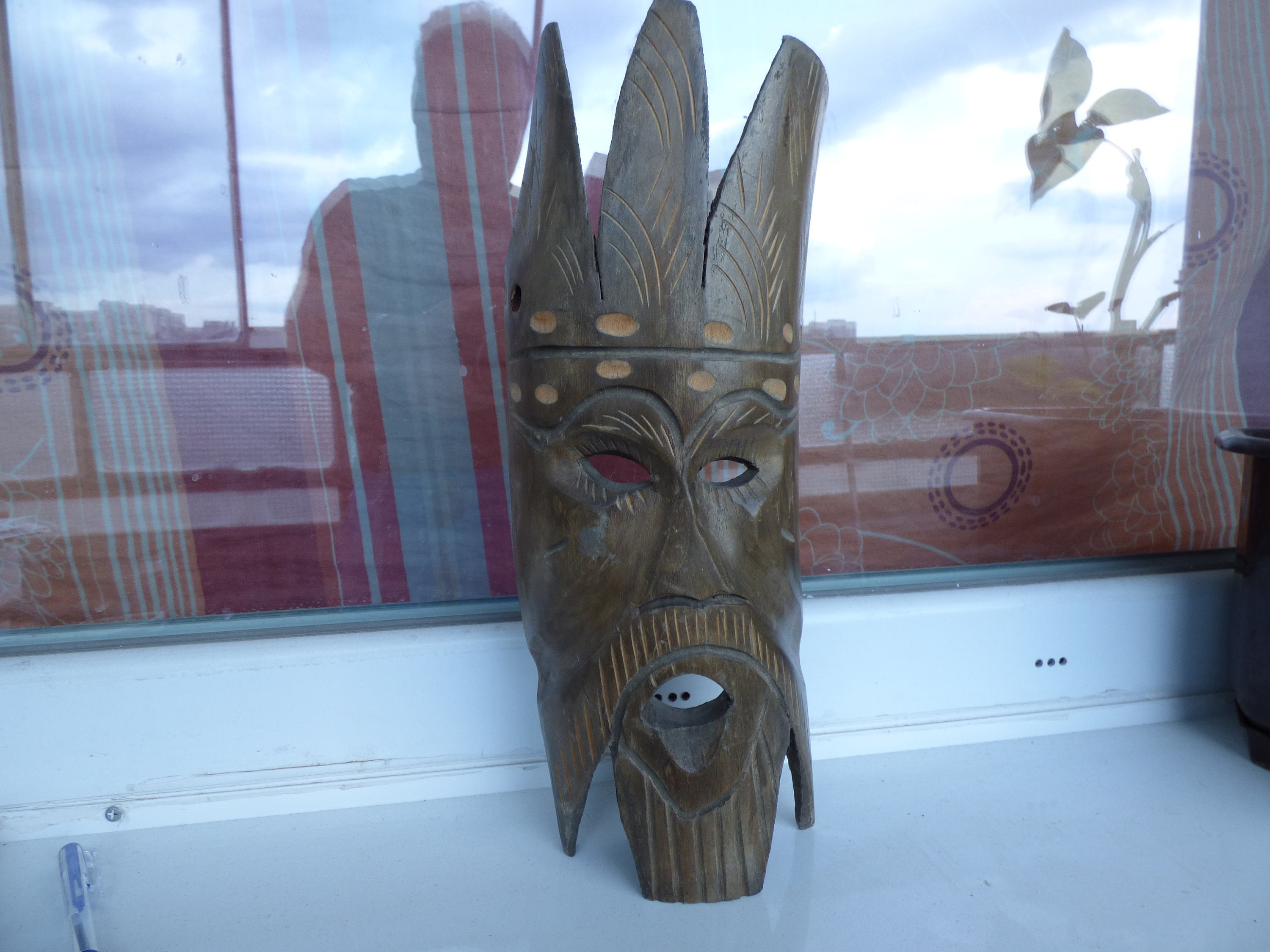 Vintage Hand Carved/Painted Wooden Wall Mask Halloween Wall Etsy