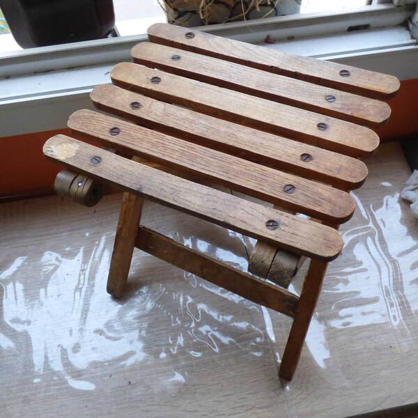 VINTAGE alte Folding kleinen Holzstuhl handgefertigt 1970