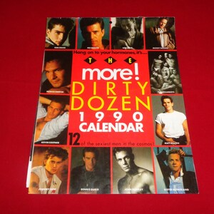 Dirty Dozen Calendar 1990 From More Teenage Magazine Memorabilia Collectable Features Male Models & Film Stars Patrick Swayze Kevin Costner - Etsy