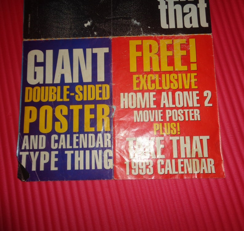 Rare Take That Smash Hits Magazine 1993 Calendar Poster Music Memorabilia Collectable marked With Members Birthdays Printed Autographs