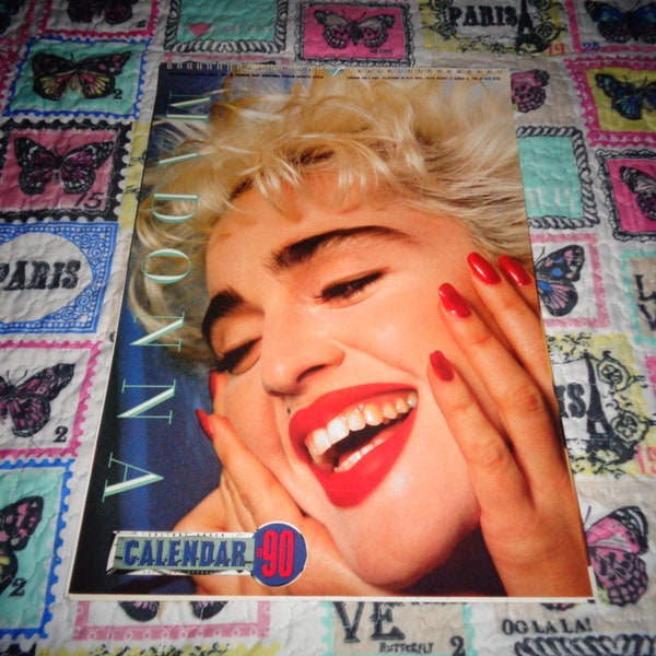 Madonna 1990 Copyright Approuvé 12 Mois Calendrier Musique Souvenirs Collectionnable vintage Culture Choc Photos pleine page Chanteur américain