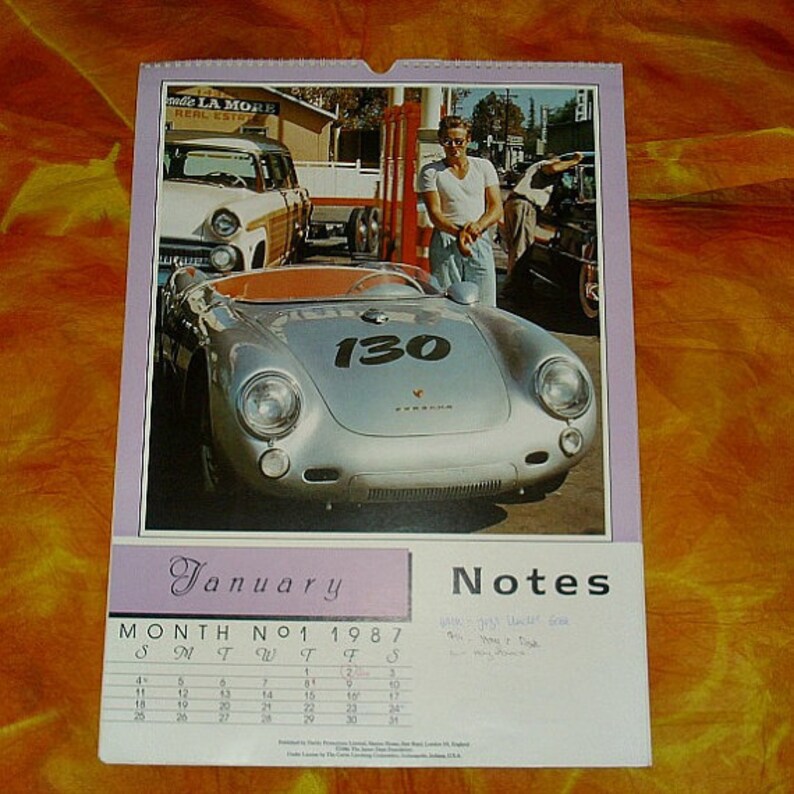 James Dean 1987 Official Authorised Danilo Promotions Calendar Film Memorabilia Collectable Vintage American Actor Movie Legend Fifties