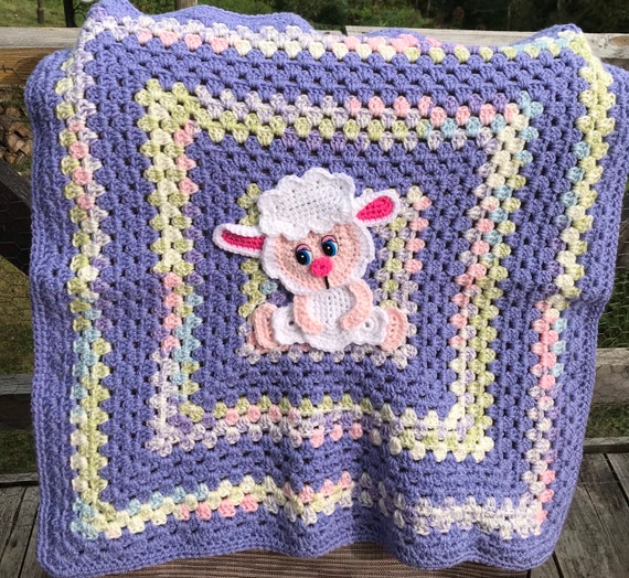 Lamb Handmade Crochet Baby Blanket 26 A Wonderful Baby Etsy