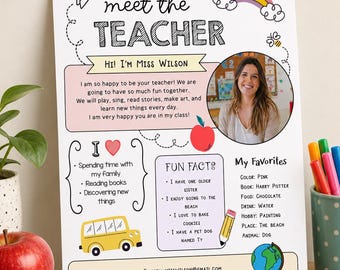 Meet the Teacher Template, Teacher Introduction, Back to School Printable