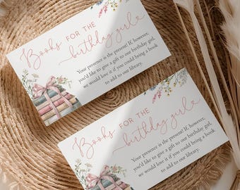 Editable One for the books gift request note card for first birthday, Corjl, BL25