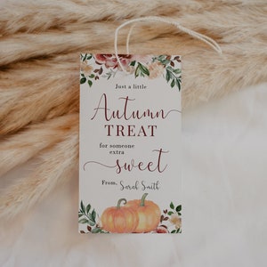 Printable Autumn Treat for Someone Sweet Gift Tag, Editable Fall Treat Bag Tag, Thanksgiving Gift Party Favor, Fall Favor Tag, Corjl, TG