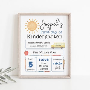 Editable Back to School Sign, First/Last Day of School Sign, Printable First and Last Day of School Sign Template with Child Details, Corjl