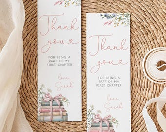 Bookmark Thank You Favor, Book Themed Birthday Party Favor, Corjl