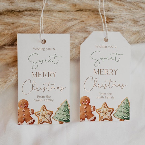 Editable Cookie Christmas Tag, A Sweet Christmas Tag, Holiday Gift Tag Template, Personalized Christmas Tags, Christmas Favor Tag, Corjl