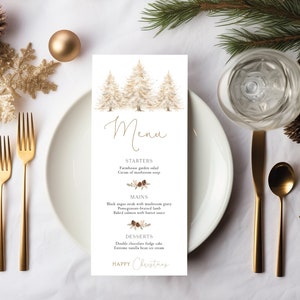 Menú Plantilla Navidad, Menú Editable, Plantilla Navidad, Impresión Decoración Navidad, Menú Vacaciones, Menú Imprimible, Corjl