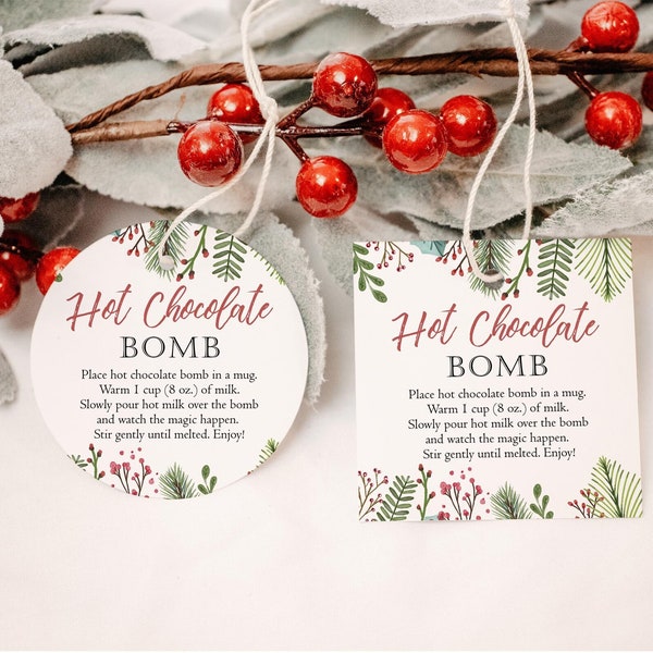 Editable Fall Hot Chocolate Bomb Tags, Bomb Instructions Christmas, Editable Bomb Tag, Printable Hot Cocoa Bomb Tag, Corjl, HC55