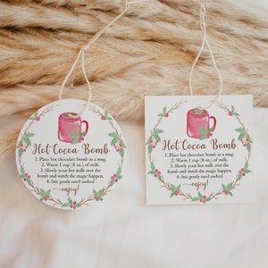 Hot Chocolate Bomb Tag, Editable Hot Chocolate Bomb Tag, Printable Hot Cocoa Bomb Tag, Christmas Gift, Party Favor, Corjl, HC221