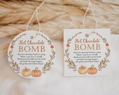 Editable Fall Hot Chocolate Bomb Tag, Bomb Instructions, Thanksgiving Printable Hot Cocoa Bomb Tag,  Party Favor, Corjl, HC222
