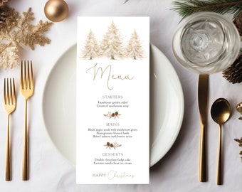 Menú Plantilla Navidad, Menú Editable, Plantilla Navidad, Impresión Decoración Navidad, Menú Vacaciones, Menú Imprimible, Corjl