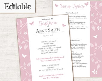 Baptism Program LDS Printable Digital Editable PDF Songs | Etsy