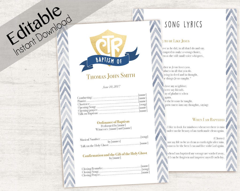 Baptism Program Editable PDF LDS Printable Digital Handout | Etsy