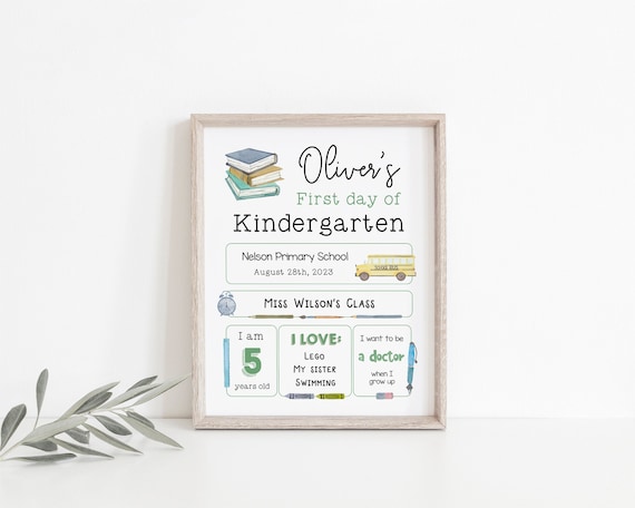 Editable Back to School Sign, First/Last Day of School Sign, Printable First and Last Day of School Sign Template with Child Details, Corjl