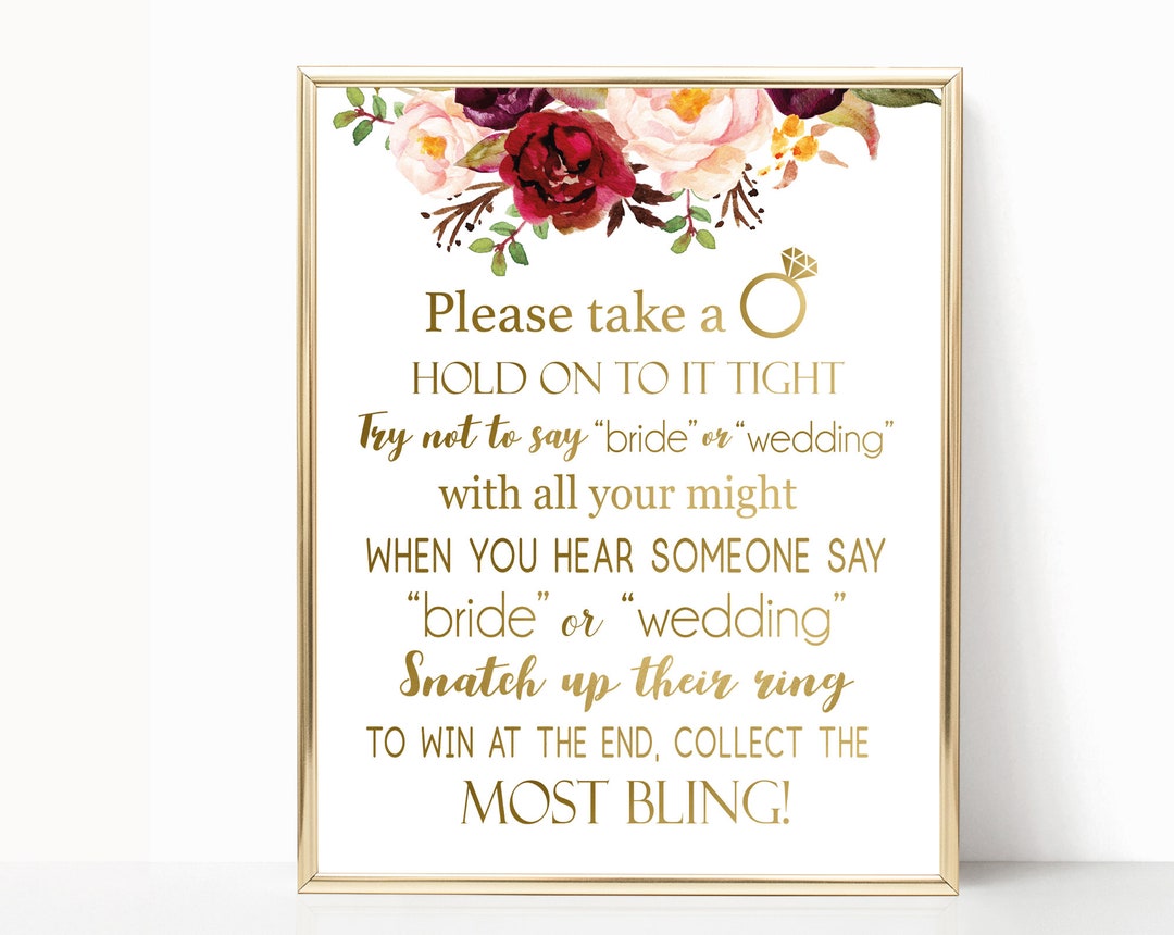 Don't Say Bride or Wedding, Bridal Shower Games Printable, Don't Say ...